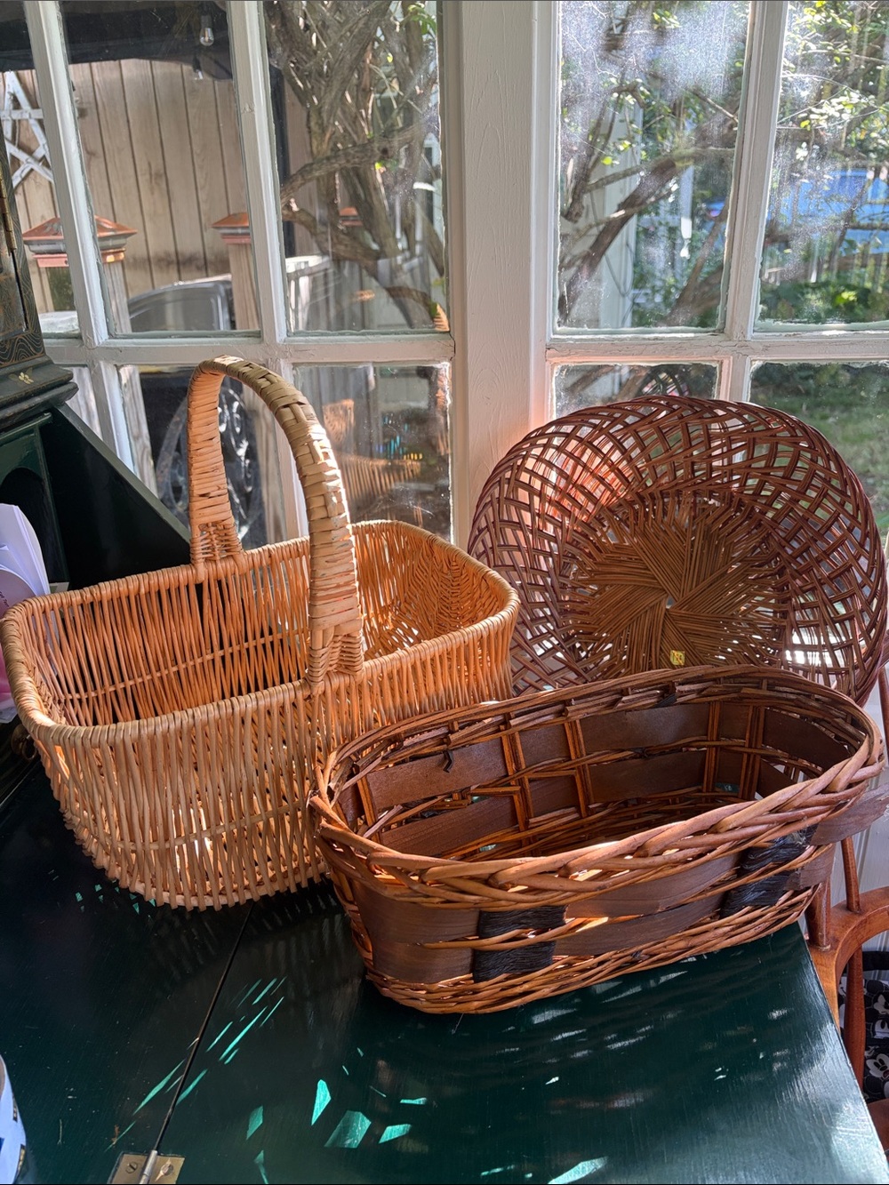 Woven Natural Rattan Basket Collection - Brown and Tan (3)